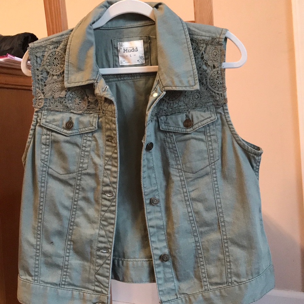 Green denim vest